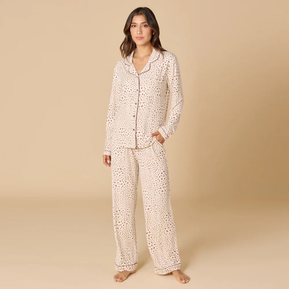 Softies Aria - Slim Notch Collar PJ Set in Wild Almond, Size X-Small
